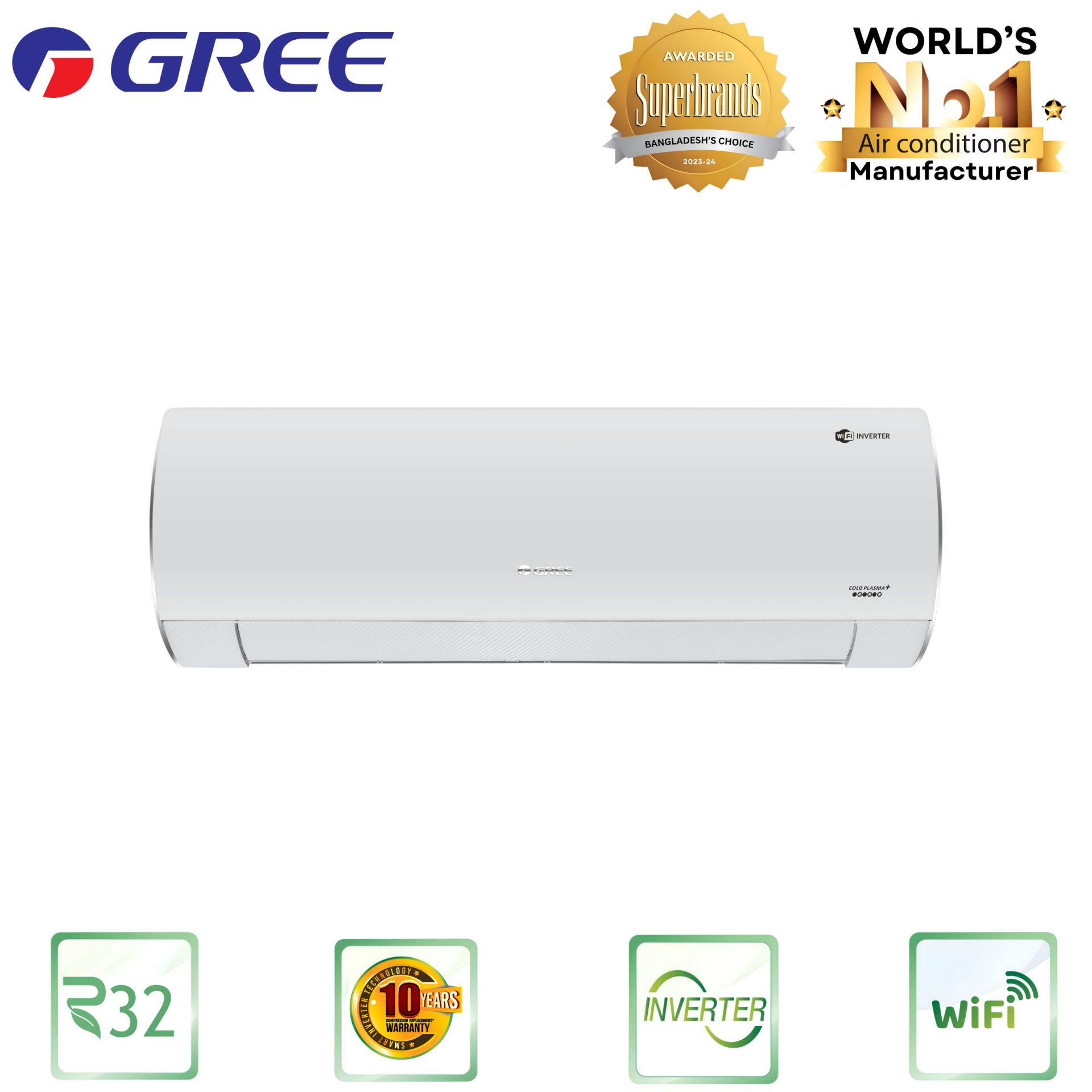 GSH-18XFV32-Gree Fairy Split Type Air Conditioner (1.5 Ton Inverter, Hot & Cool)